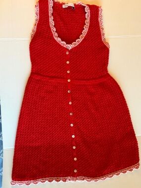 Zara Red Knit  Sleeveless Cover up short Dress Size Medium